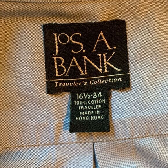 3 for $30!‎ Jos A Banks blue 100% cotton button down shirt - Picture 3 of 12
